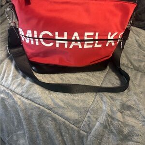 Michael Kors Red Logo Messenger Bag with Black Trim